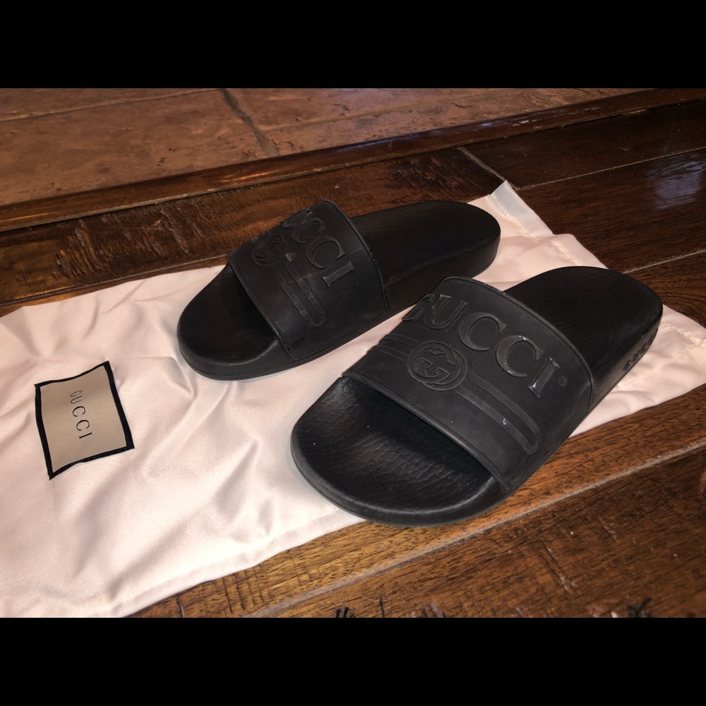 Gucci logo rubber slide sandal - 34